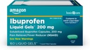 Ibuprofen Liquid Gels 200 mg, Pain Reliever / Horečka Reducer Liquid Filled Kapsle, Pro bolest hlavy, bolest zubů, záda, menstruační křeče a další, 160 Počet