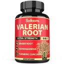 Satoomi Valerian Root Kapsle - 9 Přírodní Byliny - Ashwagandha, Turmeric, Ginger, Ceylon Skořice - 90 Caps pro 3- Month Supply