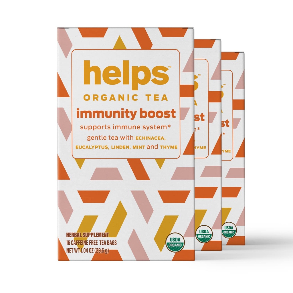 HELPS TEAS 124; Pomáhá zvýšit imunitu čaj 124; Organic bylinné směsi Echinacea, Eucalyptus, Mint, Linden, tymián a přírodní med Flavor. Usnadňuje respirační zdraví 124; 16 čajové sáčky - balení po 3 g 124;