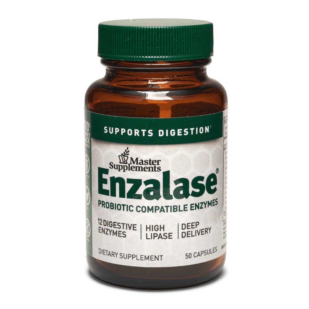 Hlavní doplňky Enzaláza - 50 Kapsle - Probiotické Kompatibilní Enzymy - Poskytuje stravitelný Boost + Gas & Bloating Relief - Gluten zdarma - 50 Služeb