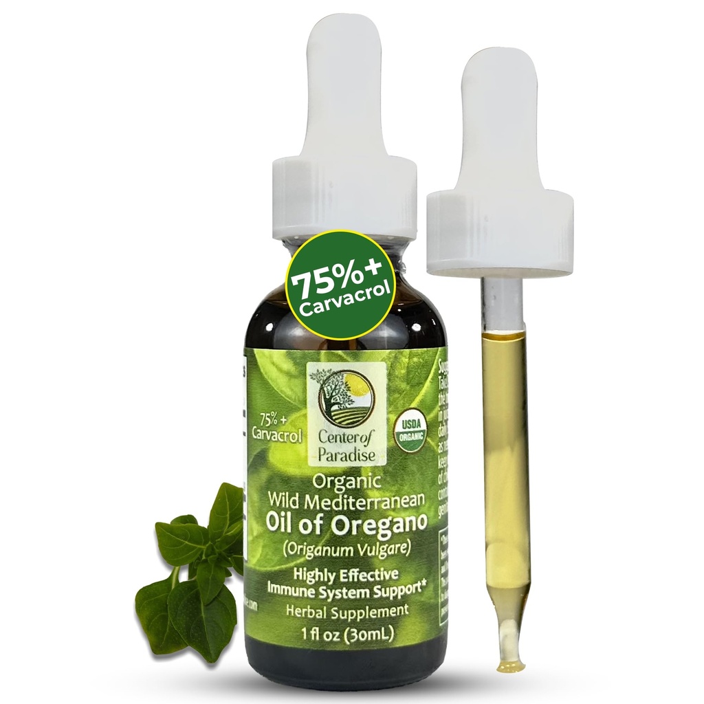 Centrum Paradise Wild Mediterranean Oil of Oregano se 75% + Carvacrol (1 fl oz) Certified Oregano Oil Organic Drops in Extra Virgin Olive Oil for Immune * & Respiration * Support, approx 450 Servings