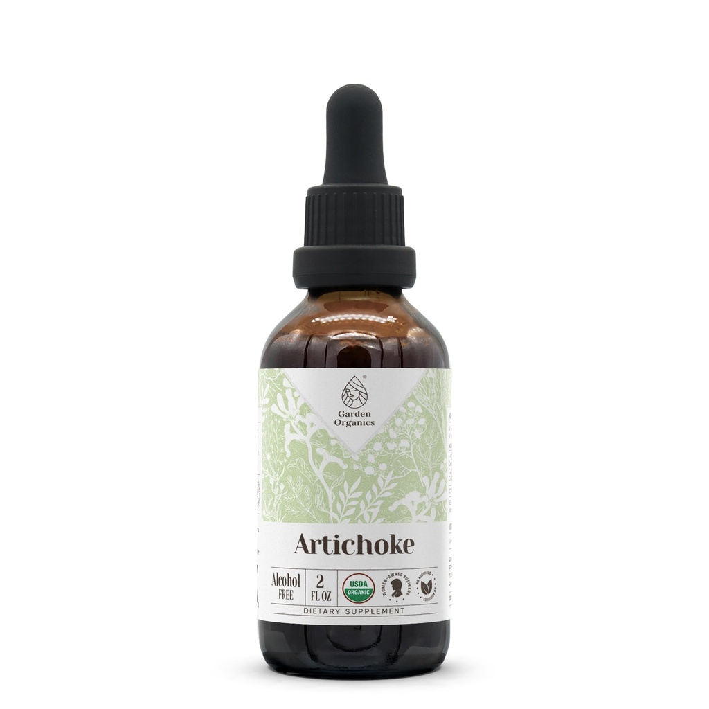Artyčok USDA Organic Alcohol- Free Extract CLAS124; Dietní dodatek, high- potency tinktura CLAS124; přírodní certifikovaný Organic Articode (Cynara scolymus) Sušený list 2 oz