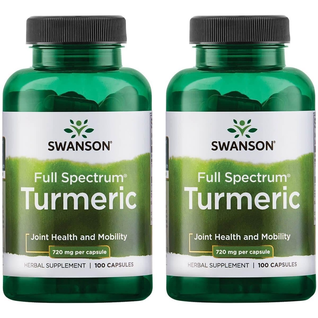 Swanson Premium Značka Kurkumin Antioxidant Společné zdraví Kardiovaskulární Játra Detox Mood a Memory Supplement Curcuma Longa (Rhizome) 1.44 Grams (1440 mg) 100 Kapsle (Balení po 2)