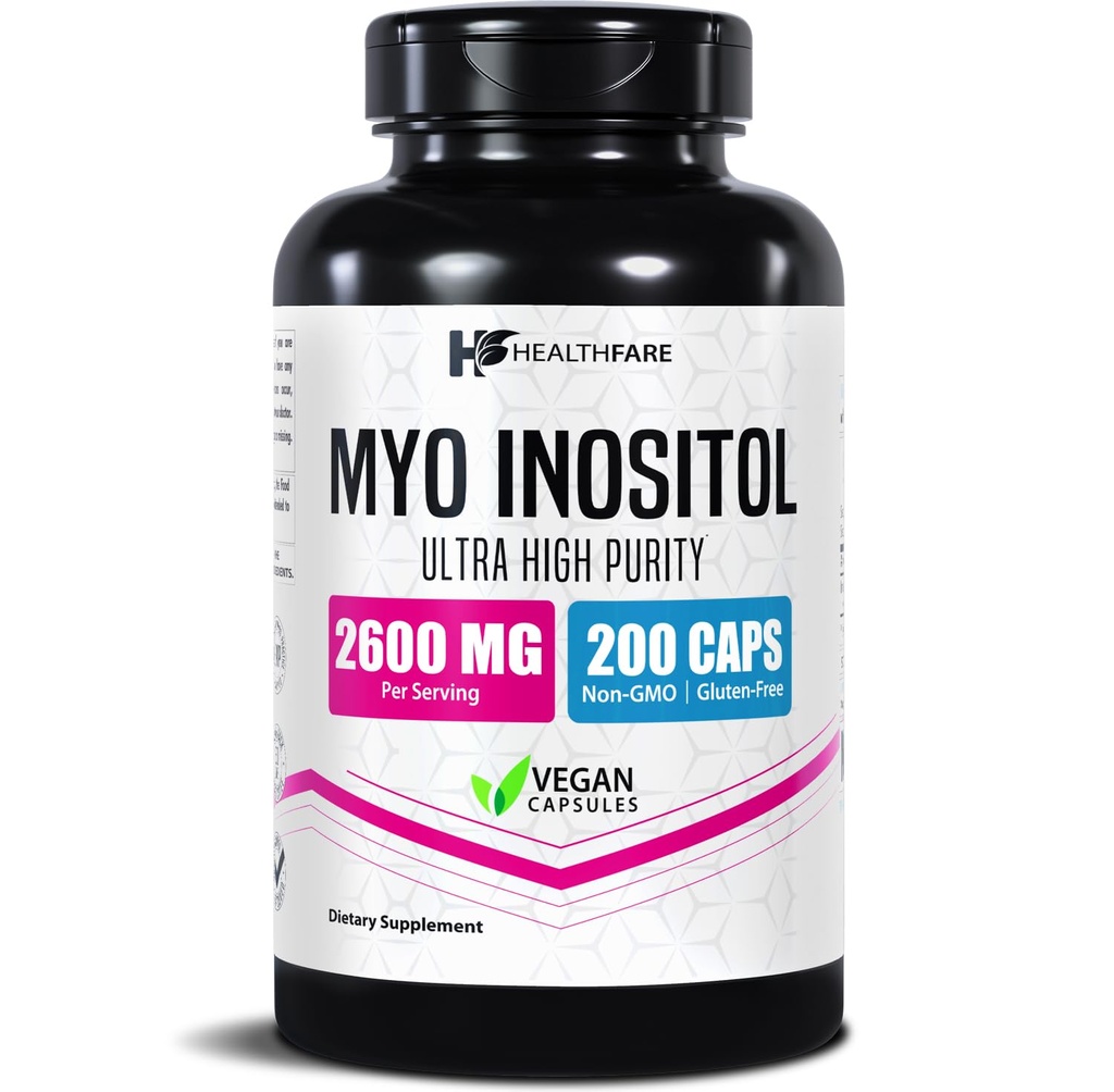 Zdravotní péče Myo Inositol dodatek, 2600mg PHARMAN 124; 200 Veg Kapsle PHARMAN 124; Ultra síla PHARMAN 124; Zdravá ovariální podpora žen PHARMAN 124; Vitamin B8 pro ženy