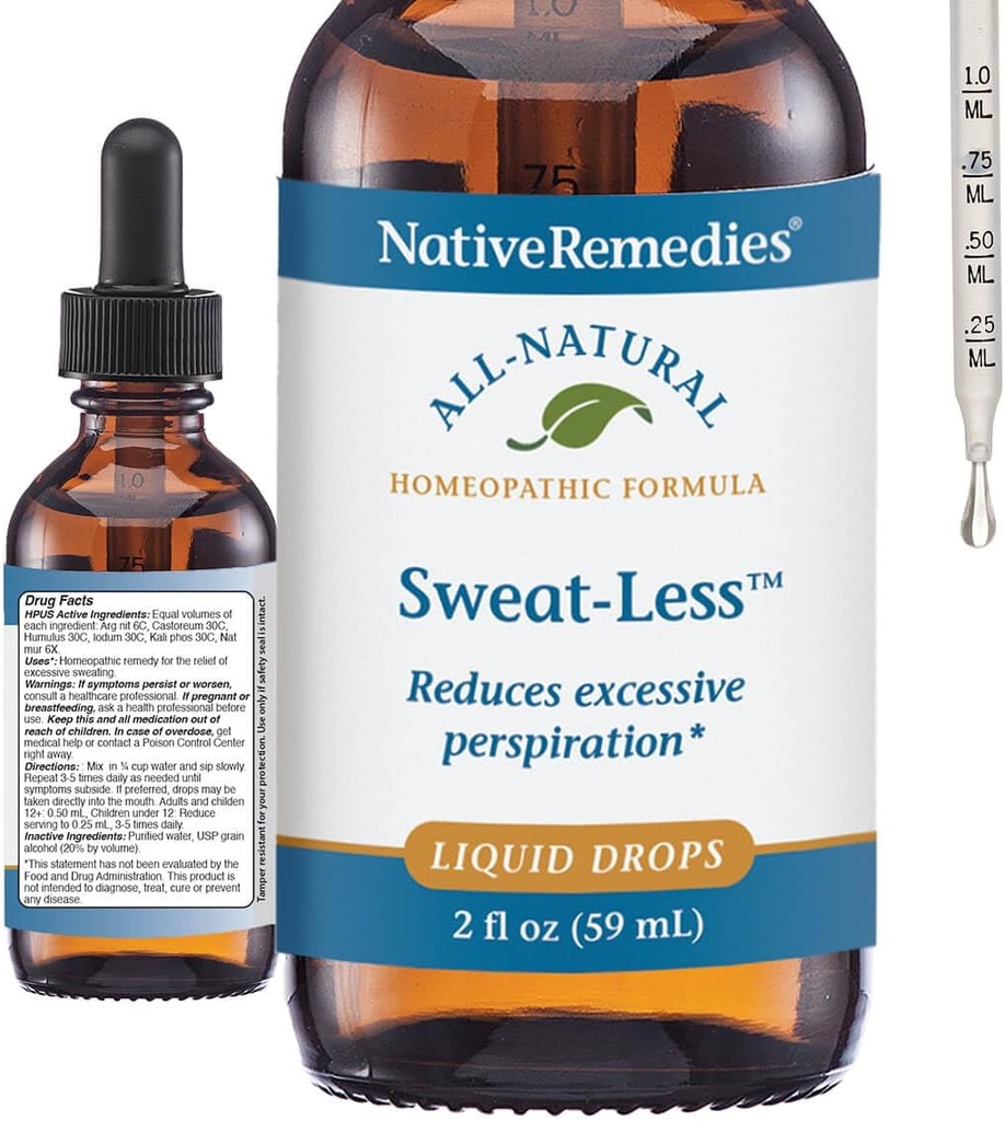 Native Remedies Sweat- Méně - Přírodní homeopatická formule pro nadměrné pocení, pocení a neklid - 59 ml
