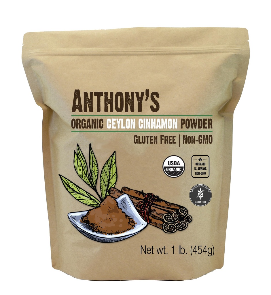 Anthony 's Organic Ceylon Skořice Powder, 1 LB, Ground, Gluten Free, neozářený, non GMO, Keto Friendly