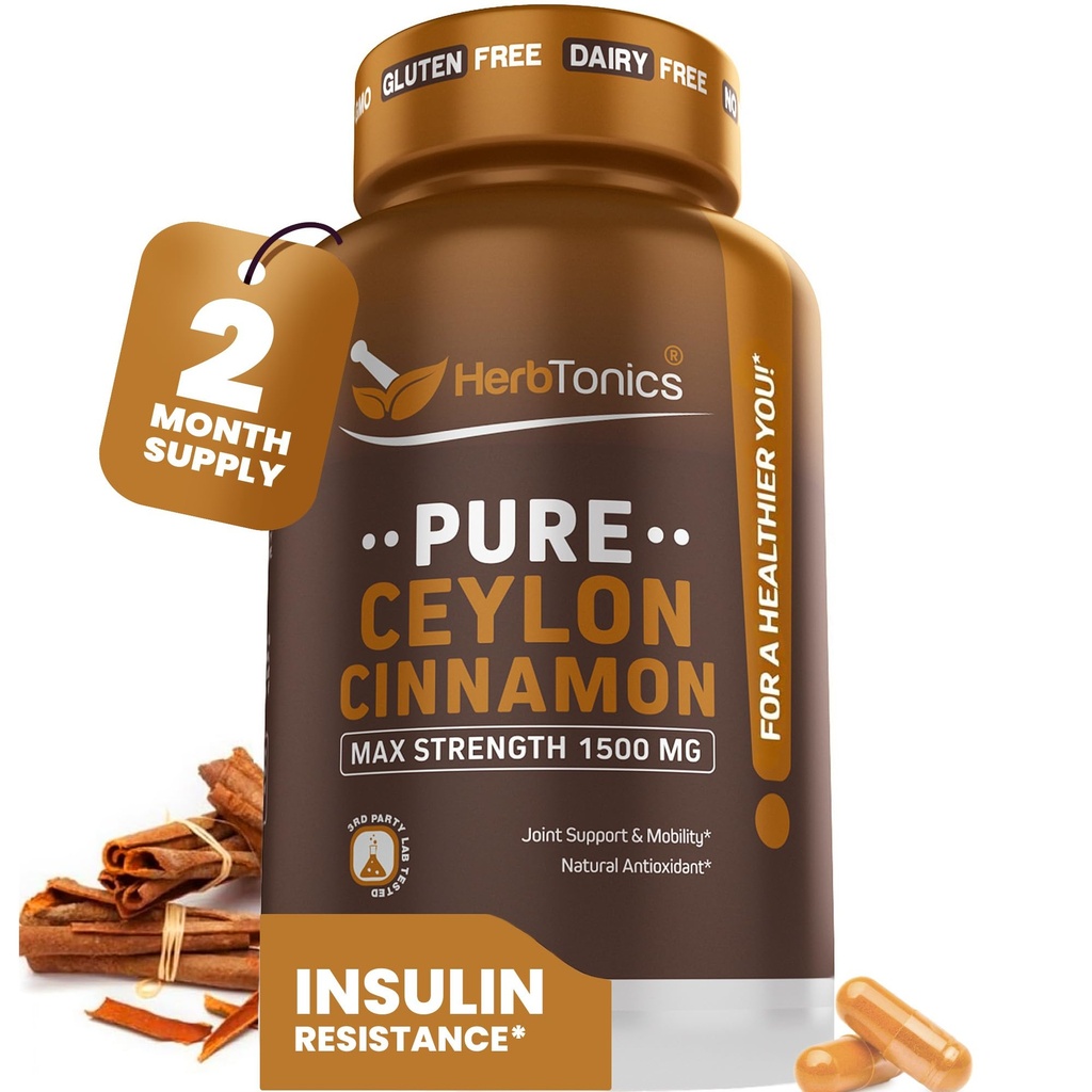 Herbtonika Čistá Ceylon Skořice Kapsle 124; Imunitní systém, Zdravá hmotnost Management 124; Non- GMO, Gluten Free Capsule 124; 1500 Mg - 120 Kapsle