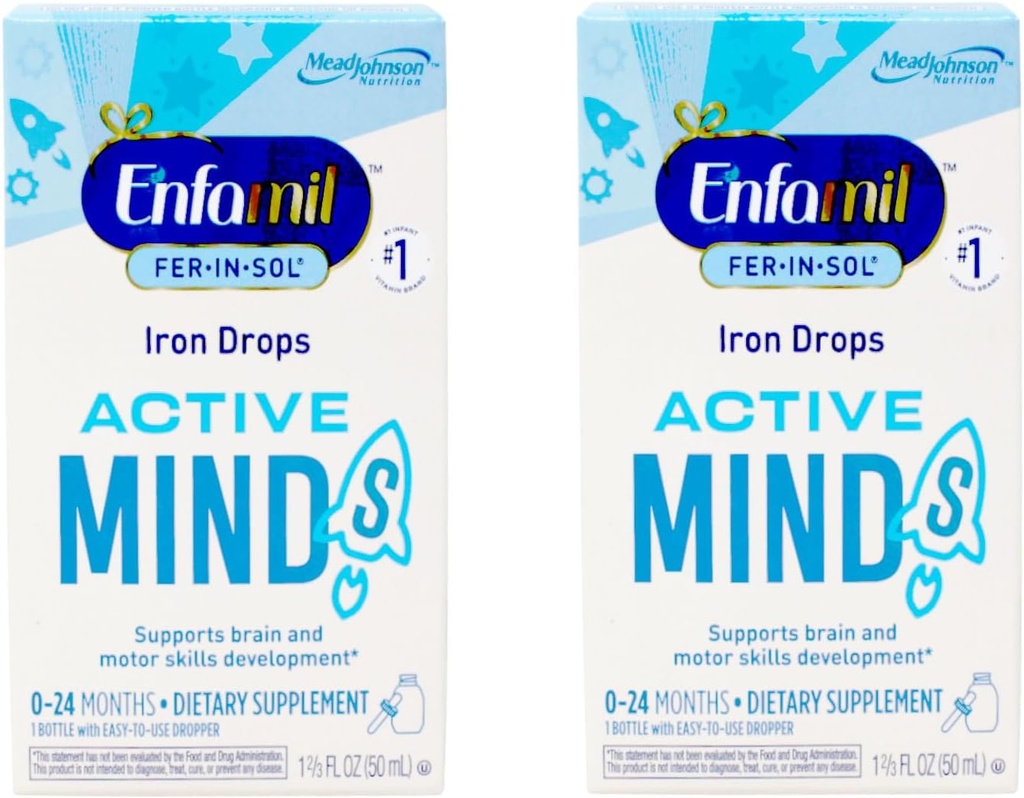 Enfamil Fer- in- Sol Supplement Kapky pro kojence a batolata, 15 mg, 1, 67 fl oz (50 ml) (balení po 2)