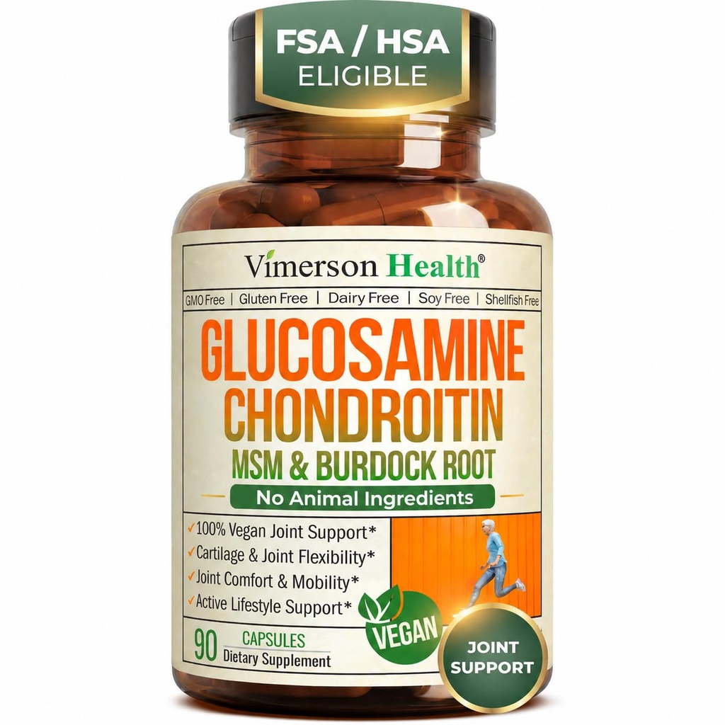 Glucosamine Chondroitin MSM - dodatek pro společnou podporu žen a mužů s Glucosamine Sulfath 1500 mg, Chondroitin a MSM - pro chrupavku, společné zdraví a flexibilitu - 90 Kapsle, Vegan