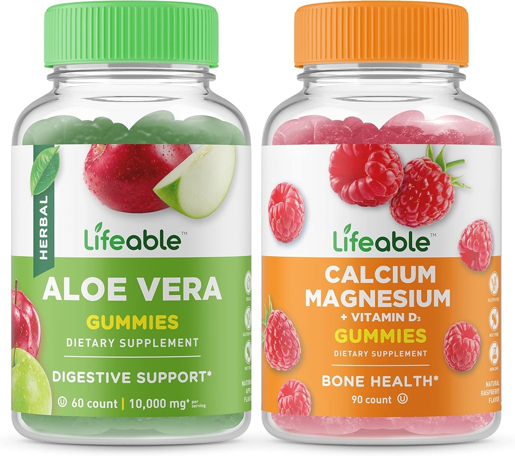Lifeable Aloe Vera + hořčík vápenatý, Gummies Bundle - Great Ochutnávání, Vitamin dodatek, gluten zdarma, GMO zdarma, Žvýkací