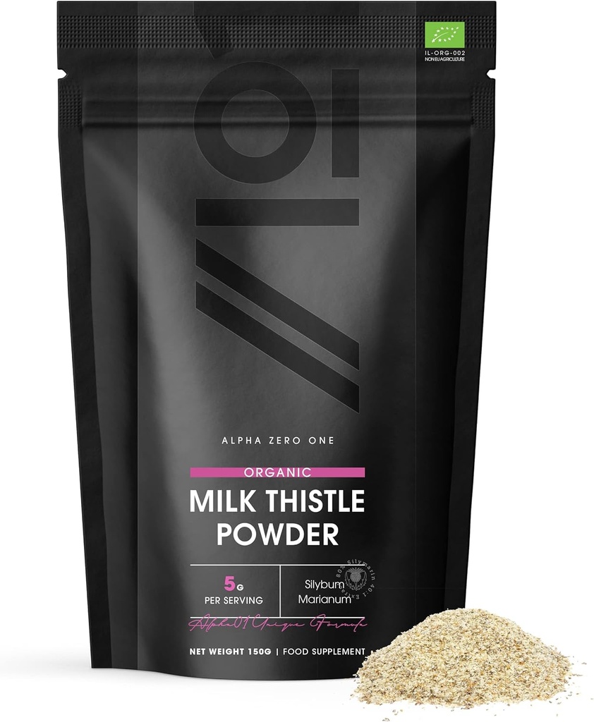 Organic Milk Thistle Powder 150g - Source of Cleansing Silymarin - Made from Cold- Pressed Milk Thistle - Vegan, Raw, Non-GMO.