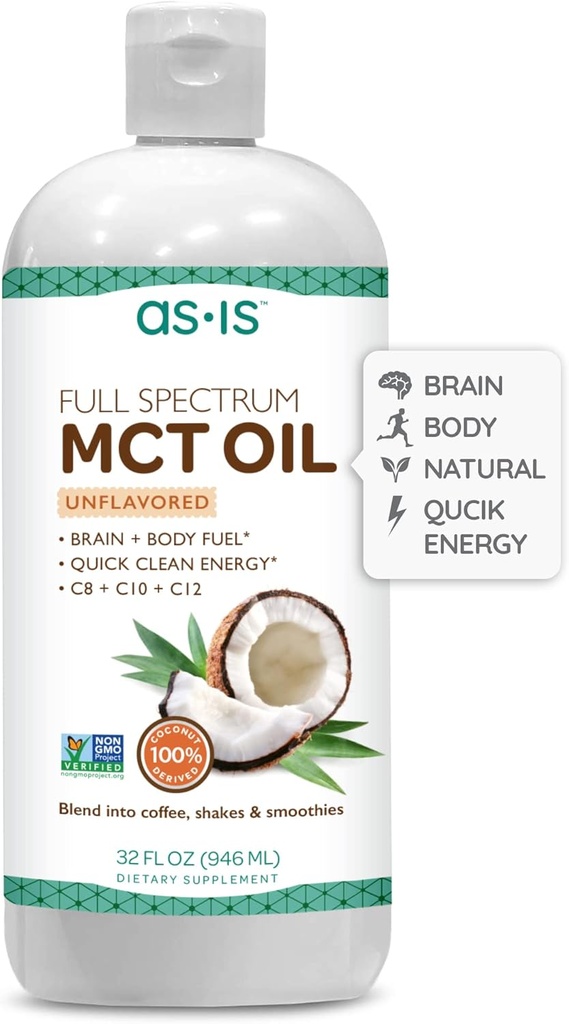 AS-IS Simple Full Spectrum MCT Oil C8, C10 a C12 C12 124; Neochucený CARL 124; 100% z Non-GMO kokosů CARL 124; Ideální pro ranní kávu CARL 124; Quick Clean Energy CARL 124; 32 fl oz (63 Služeb)