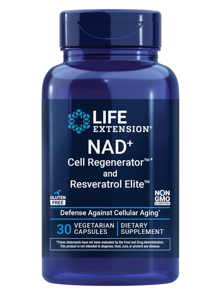 Life Extension NAD + Cell Regenerator ™ and Resveratrol Elite ™ *, nikotinamid riboside, Transresveratrol, quercetin, Fisetin, Heart Health, Health Aging, Vegetarian, Non- GMO, Gluten Free, 30 Kapsle