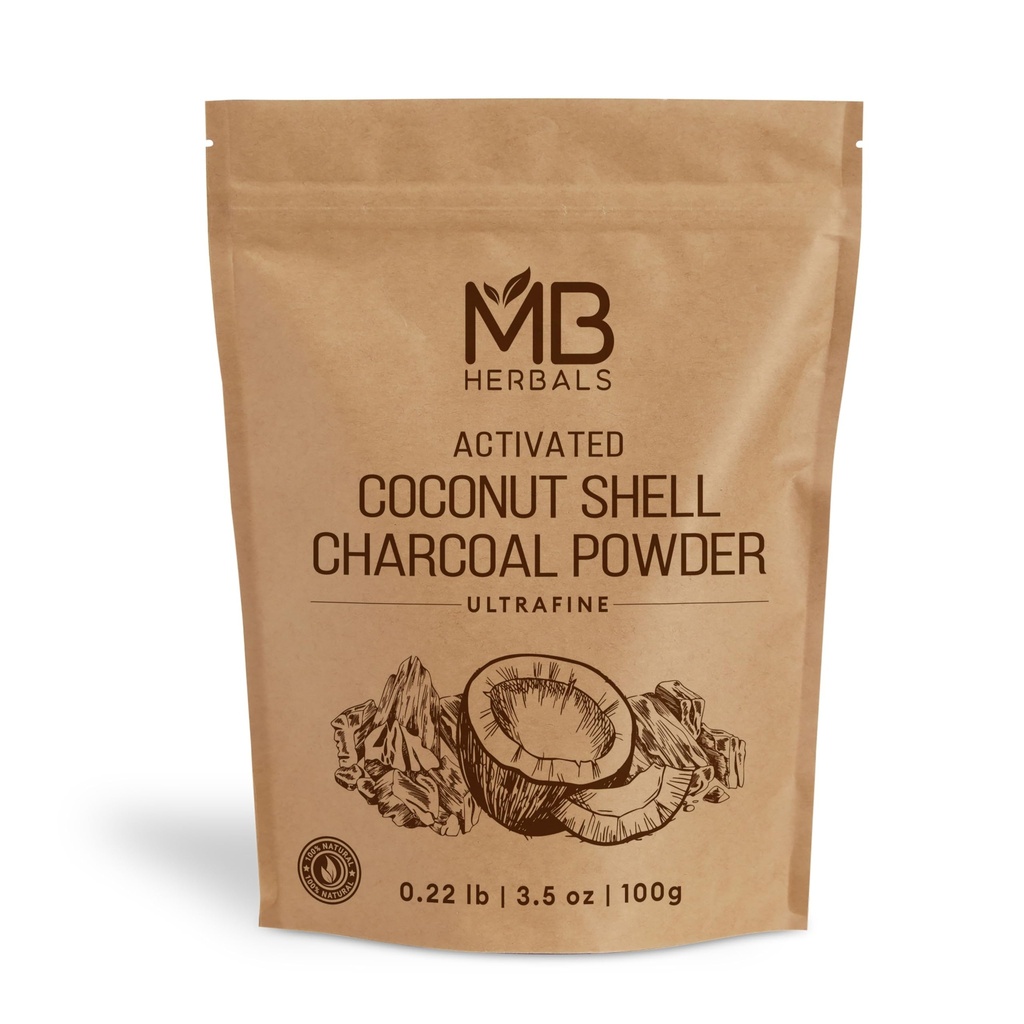 MB Herbals Activated Charcoal Powder from Coconut Shell 3.5 oz (100 Gram) for Externí použití pouze 124; For Tooth Powder Face Packs and Maskes OF 124; Soap Making OF 124; Do not Injest