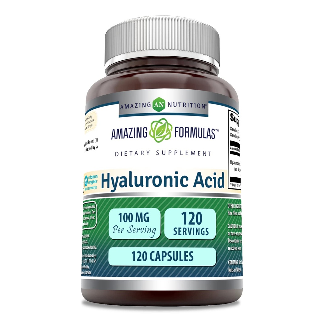 Amazing Applicas Hyaluronic Acid 100 Mg dodatek 124; Kapsle 124; Non- GMO Acid 124; gluten- Free Acid 124; Made in USA (1 balení 124; 120 Počet)