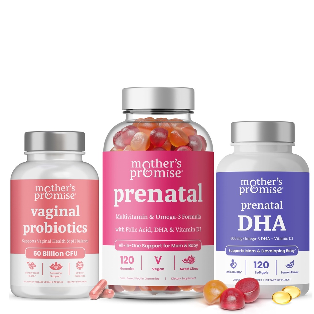 Matky slib Vaginální Probiotika + Prenatal DHA & Prenatal Vitamin Gummies Bundle