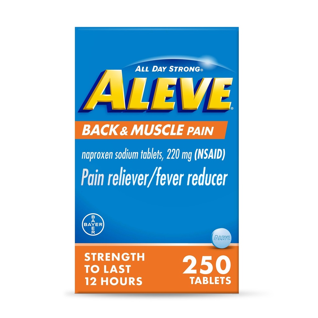 Aleve záda a svalová bolest Relief Naproxen Sodné tablety, bolest Reliever & Horečka Reducer, Medicine for Body, 250 Počet