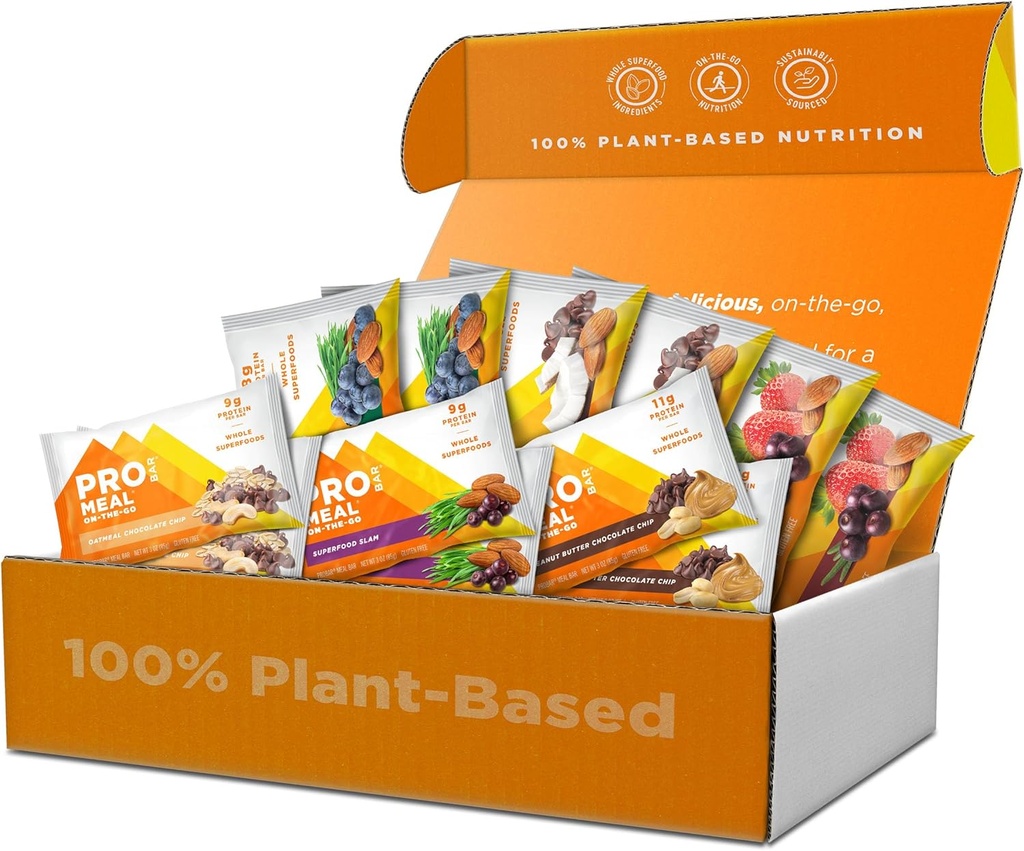 PROBAR - MEAL Bar Favorites Variety Pack (6 Flavor), Natural Energy, Non-GMO, Gluten- Free, Plant- based, Whole- Food Ingredients (12 Počet potravinových složek)
