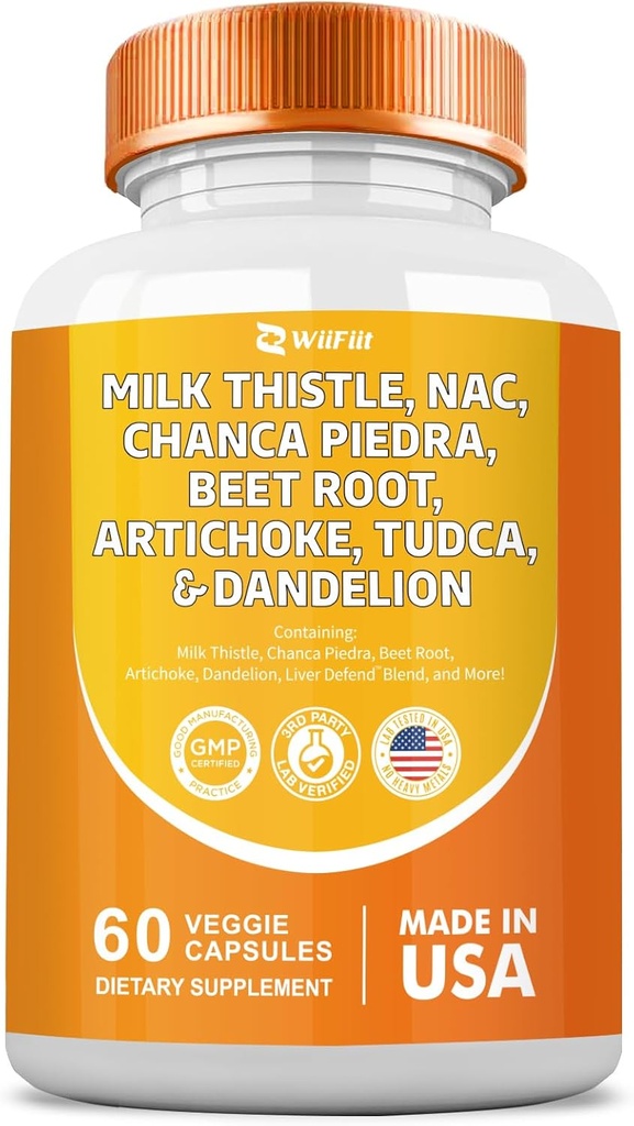 Mléko Thistle 3000mg NAC Chanca Piedra 2000mg Beet Root 2000mg Artichocus 2000mg Tudca Dandelion Root 1000mg se zinkem Yarrow Kurkuma Opravy dodatek Plus Chicory, Minerální doplňky 60 Počet