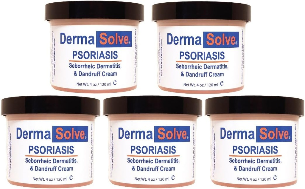 Dermassolve Psoriasis, Seborrheic Dermatitis a Dandruff Cream Dialogated to Treat Itchy Skin & Prevent Future Flares to Provided Soothing Moisturising Relief. (4.0 oz.) 5- balení
