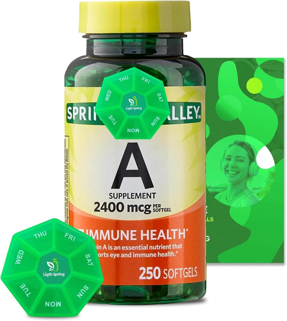 Vitamin A dodatek 2400 mcg, 250 Softgels s Bundle Exkluzivní Vitamíny & Minerály - A až Z - Lepší Ligth & Jarní průvodce