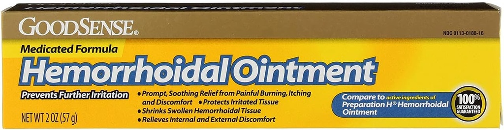 GoodSense Hemoroidal Ointment, Fenylefrin HCl, Petrolatum, Minerální olej, Úleva od hoření, svědění a discomform hemoroidů, 2 Ounces