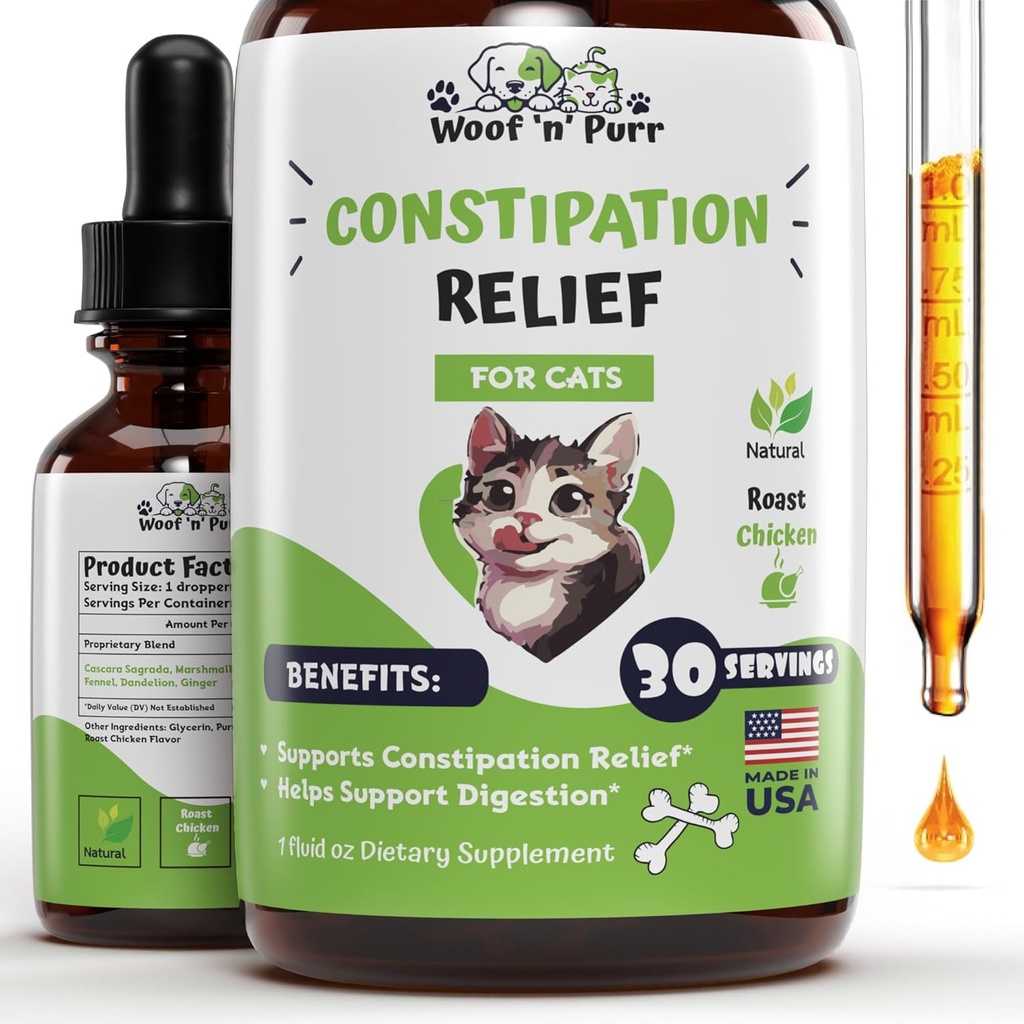 Kočičí zácpa Relief - Může pomoci snížit zácpu & blokované Bowels, Zlepšit Bowel Hnutí, & Mnohem více - Zácpa Relief pro kočky - Cat Laxative - 1 fl oz - Chicken Flavor (2)
