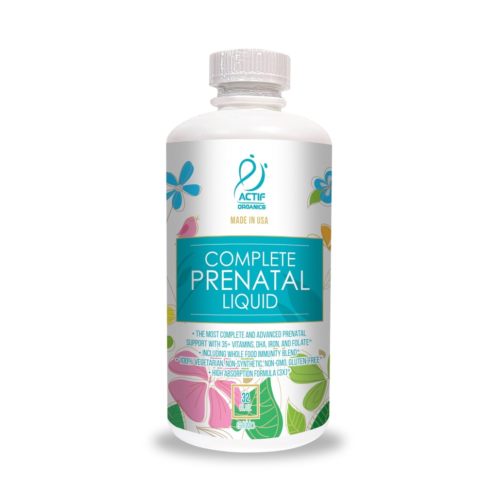 ActiF Organic Complete Prenatal Liquid s 35 + vitaminy a organické byliny, s DHA a Choline, Non- GMO, Made in USA, 32oz