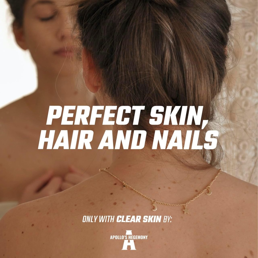 APOLLO 'S HEGEMONY Clear Skin - 180 Vegan Kapsle - Vitamin B5 200mg (Pantotenová kyselina) a acetyl- L- karnitin 70mg, Anti- Acne, Zesílené zdraví pokožky, Vitamin B5 dodatek