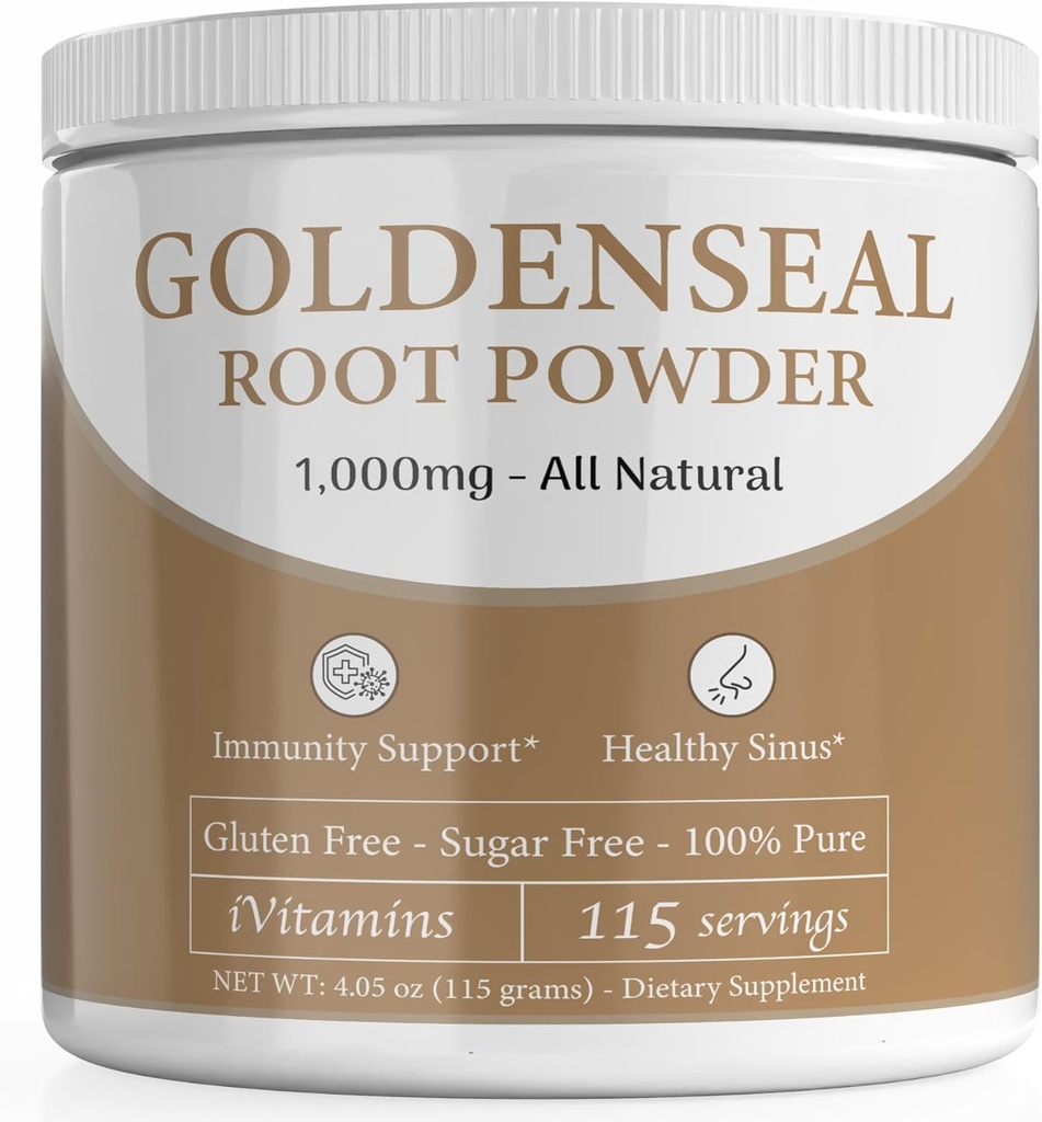 Golden Seal Powder - Golden Seal Powder for Sinus - Goldenseal - Echinacea Goldenseal - Goldenseal Root - Golden Seal - Golden Seal Root Powder Organic - 1,000mg per Serving - 115 Servings