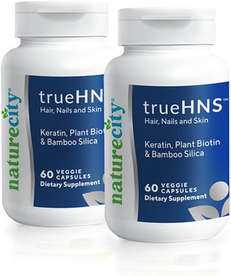 NatureCity True- HNS Vlasové hřebíky a kůže Cynatine Keratin a rostlin na bázi biotin vitamin dodatek 124; Fuller a Silnější vlasy a nehty 124; Non GMO accordance 124; 120 Veggie Kapsle