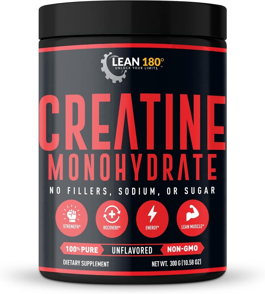 Lean 180 current 124; Nejlepší Creatin Monohydrát dodatek Current 124; 100% čistý prášek Current 124; Lepší atletická výkonnost, Svalová, Recovery, Mozková funkce Current 124; Gluten Free, Lab Tested, Neochucené - (60 Služeb)