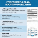 Mladistvý mozek 124; Paměť & Brain Health Support Supplement with Bacopa Monnieri, Ginkgo Biloba, B12 - Snadné polykat tablety - 30denní zásoba (60 Počet)