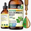 BIO KRAUTER Goldenseal Tincture - Vegan Lung Cleanse & Detox - Golden Seal Herb Dodatek - Alkohol & cukr zdarma Kapky - 4 Fl.Oz.
