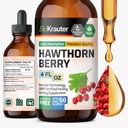 BIO KRAUTER Hawthorn Berry Extract Tincture - Natural Hawthorne Berry Supplement - 100% čistý vzorec - Vegan Sugar & Alkohol Free - 4 Fl. Oz. - 56 Den dodávky