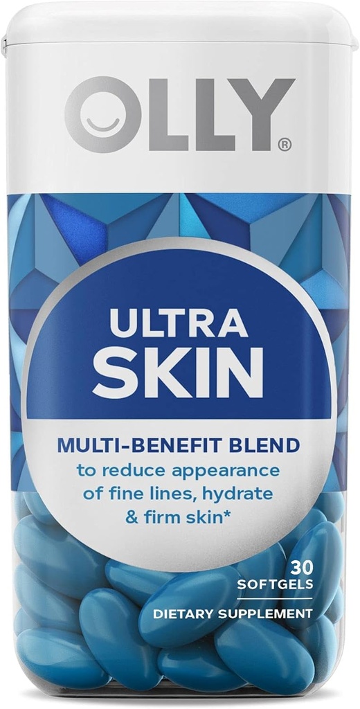 OLLY Ultra Strengels, Hydrate and Firm Skin, Hyaluronic Acid, Zeaxanthin, Lutein, Vitamin C, dodatek k pokožce, 30 denní zásoba - 30 Počet balení