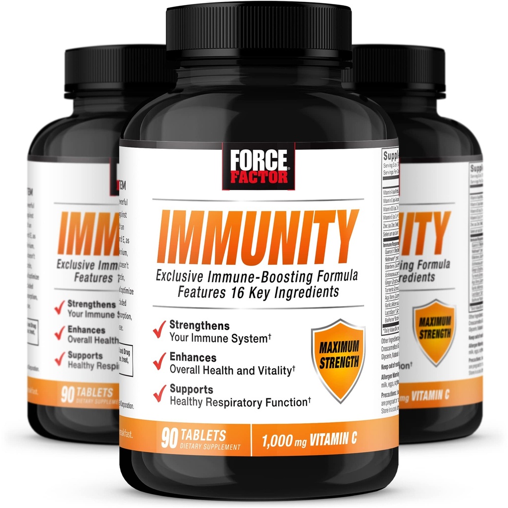 Force faktor imunita, imunitní podpůrný booster s Elderberry a 1000mg vitamínu C, Plus vitaminu D, zinku, probiotika, antioxidanty a Echinacea pro imunitní ochranu zdraví, 90 Počet (balení 3)