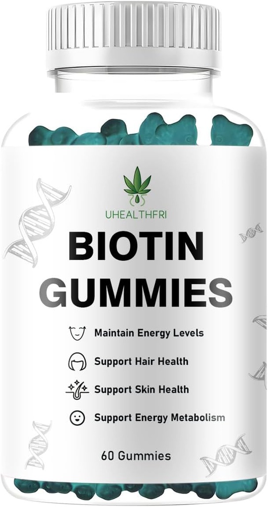 Biotinové gumy, vlasy, kůže a nehty - Podporuje zdravé vlasy - Vegan Biotinové vitamíny pro ženy a muže (1)