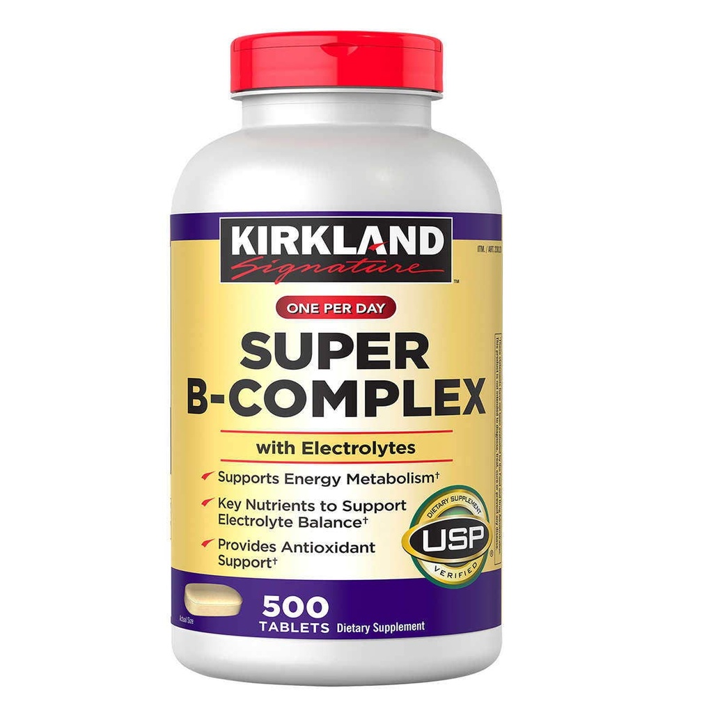 Kirkland Signature Super B- Complex s elektrolyty, 500 tablet (4 balení)