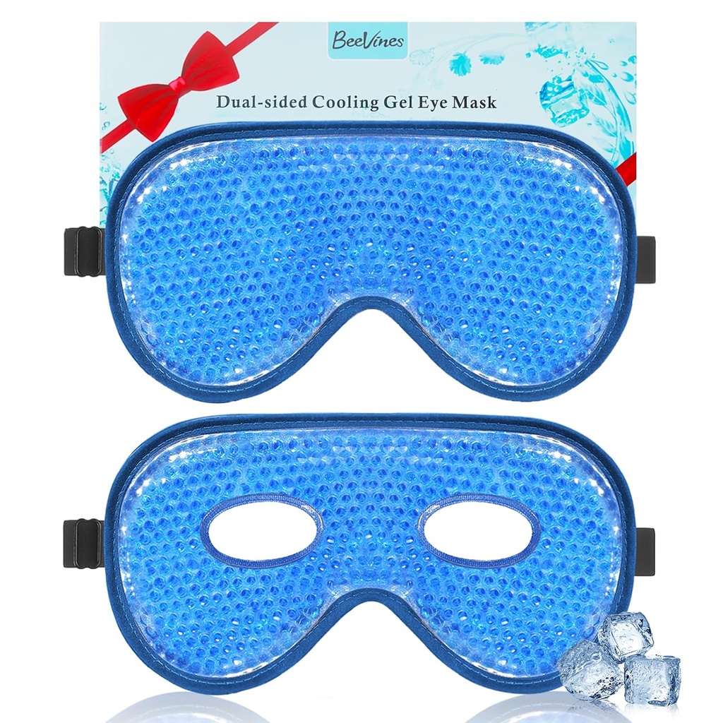 BeeVines Chladící Oko Maska, 2 Pack XL Jumbo Velikost Mrazicí gel Oko masky pro Puffy Eyes Face, Ledové oko Maska, Studený & Teplé Compress, mražené ledové balení pro Post Oko chirurgie a alergie (Navy Blue)