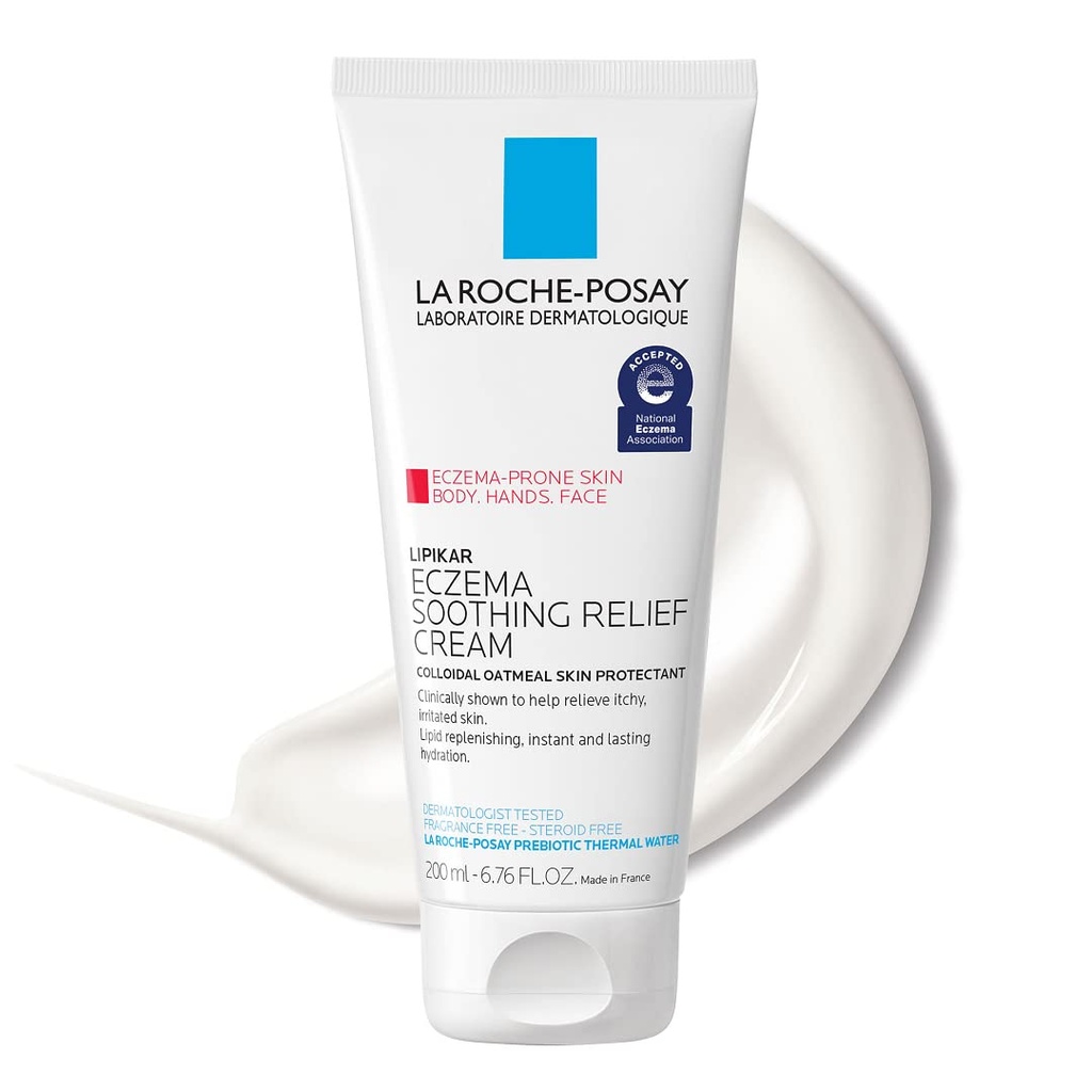 La Roche- Posay Lipikar Soothing Relief Eczema Cream, Face and Body Lotion For Eczema and Sensitive, Suchá kůže, Moisturizer s koloidní ovesné vločky k úlevě Irritation