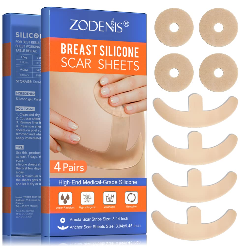 Prostěradla silikonové jizvy pro prsa - 8 Pack, including 4 Areola Soft Strips & 4 Anchor Prostěradla