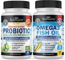 Trojitá síla Omega 3 Fish Oil Softgels (1 měsíční dodávka) Plus 40 miliard CFU denní doplněk probiotika (1 měsíční dodávka)