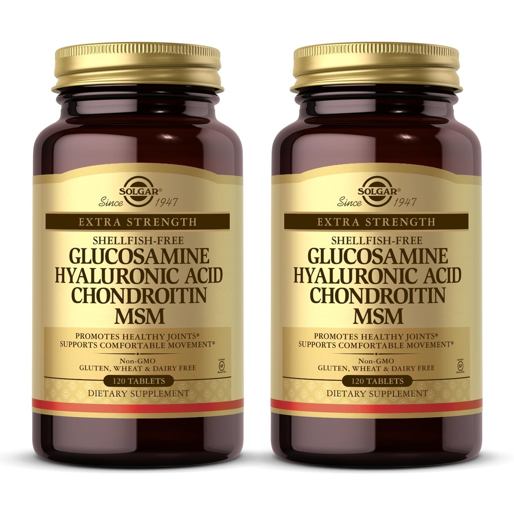 Solgar Glucosamine Hyaluronic Acid Chondroitin MSM - 120 tablet, balení po 2 tabletách - Promotes Health Joints, Podporuje pohodlný pohyb - Non- GMO, gluten zdarma - 80 Celkem Služební cesty