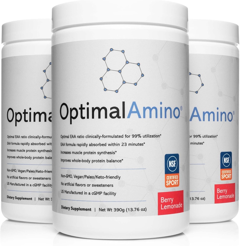 OptimalAmino ® Elite Bundle (3 měsíce) Nejlepší Pre / Post cvičení Recovery Drink, 99% Využití Essential Amino Acid Dodatek, NSF Certified for Sport ® Certified
