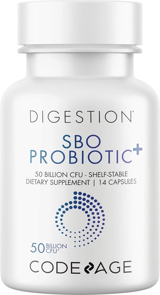 Codeage SBO Probiotika 50 miliard CFU, Multi Strein Soil-based Organismy, Travel Sized Shelf- Stable Probiotic Dodatek, Organic Fermented Botanical Směs & Prebiotic, 7- Day Formule, 14 Kapsle
