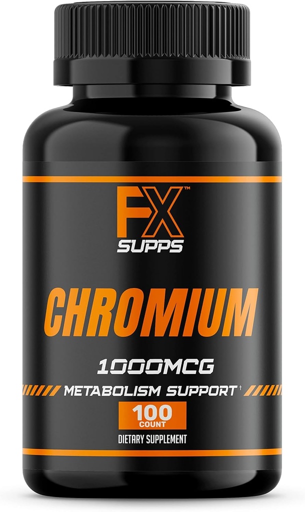 FX SUPPS Chromium Polynikotinát 1000 mcg (100 kapslí) Hmotnost Management Doplňky pro muže a ženy U124; Zlepšuje výrobu energie a srdeční zdraví