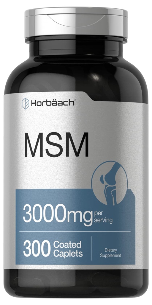 Horbäach MSM dodatek 124; 3000mg CLAS124; 300 Coated Caplet CLAS124; Methylsulfonylmethan s vápníkem CLAS124; Vegetarian, Non- GMO, gluten zdarma