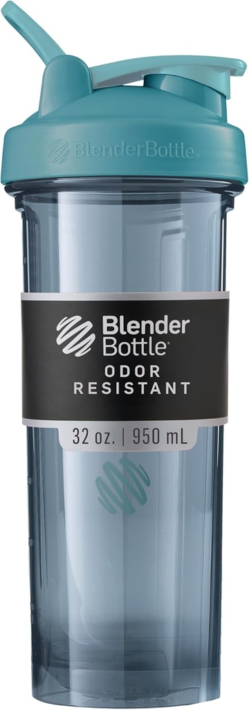 BlenderBottle Shaker Lahvička Pro Series ideální pro proteinové třesenky a předcvičení, 32-Ounce, Cerulean Blue