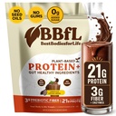 BBfL Plant- Based Protein Shake - 21g Vegan Protein, kakao + jablečný ocet, prebiotika, trávicí enzymy, podporuje Gut zdraví - All- in- One Shake pro ženy a muže (15 Servings, kakao krém)